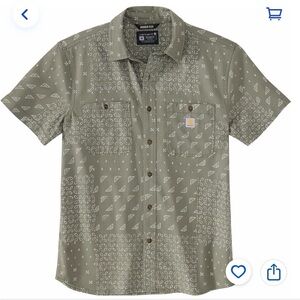 Carhartt Men's Olive Patterned Button Down Shirt